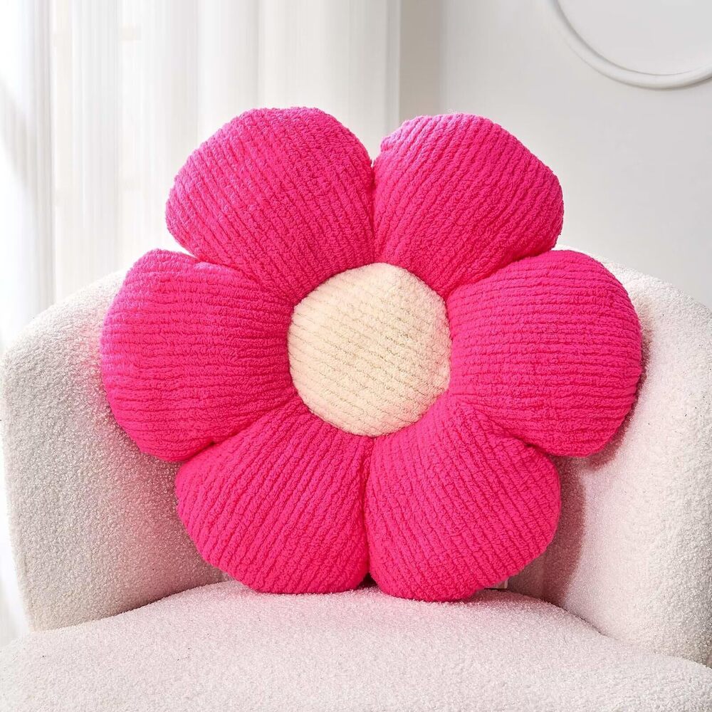 3192 Flower Throw Pillow, Soft Hot Pink 14.9" Shaped Floor Pillow for Home